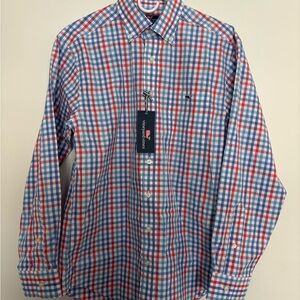 Vineyard Vines Men's Checkered Shirt in Blue and Red